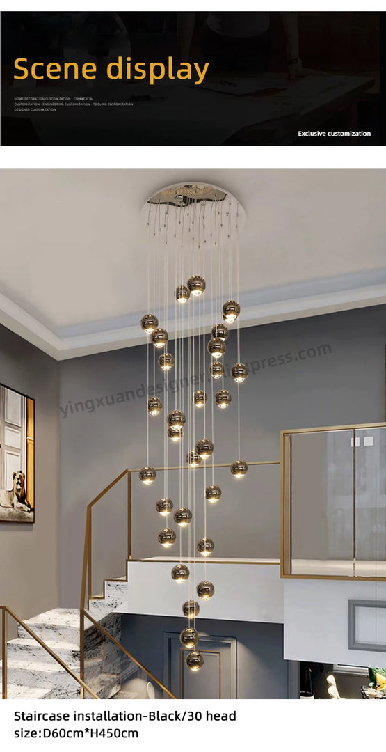 Nordic Minimalist Staircase Lighting Chandelier Living Room Suspended Ceiling Lamp Loft Lighting Circular Staircase Chandelier