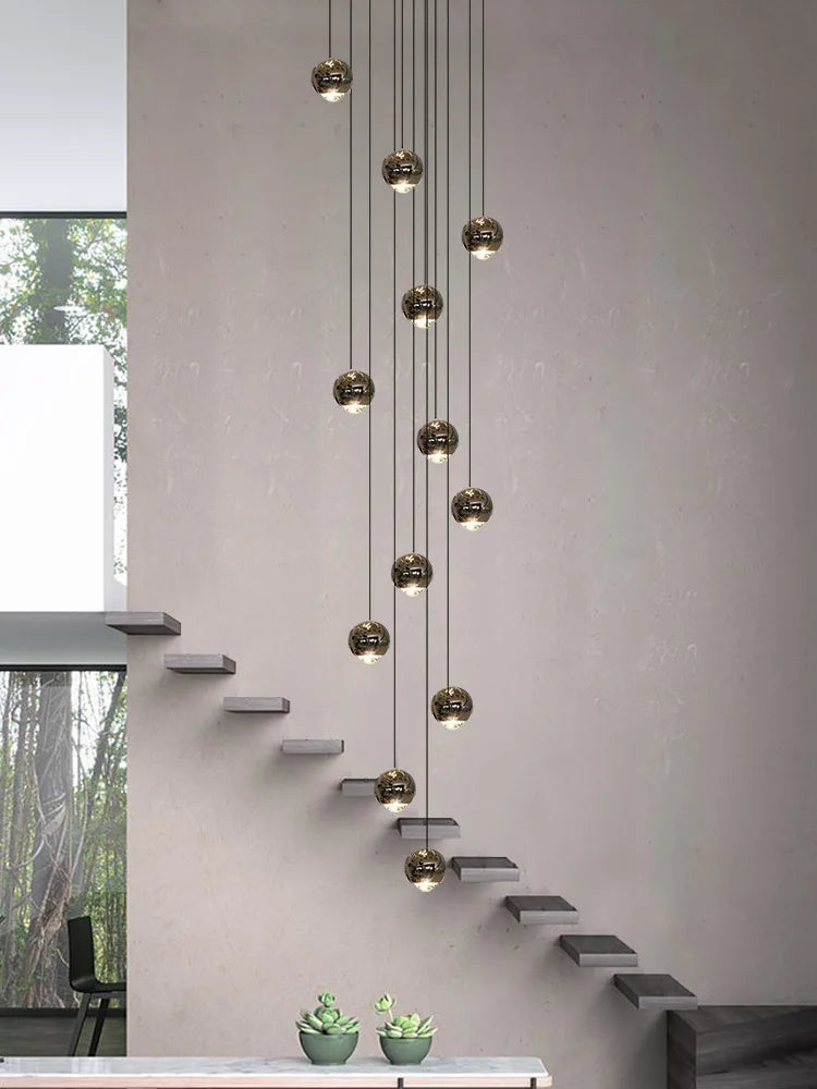 Nordic Minimalist Staircase Lighting Chandelier Living Room Suspended Ceiling Lamp Loft Lighting Circular Staircase Chandelier