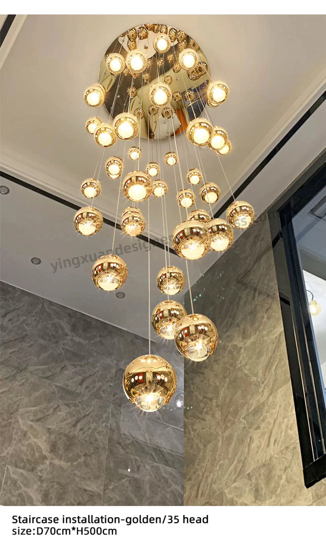 Nordic Minimalist Staircase Lighting Chandelier Living Room Suspended Ceiling Lamp Loft Lighting Circular Staircase Chandelier