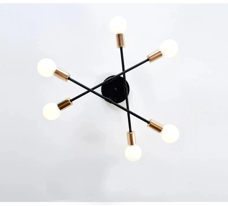 Vintage Ceiling Lamp Pendant Lamp Multiple E27 Lamp Base 6 Heads Black/White/Gold For Living Room Modern Simplicity LED Ceiling