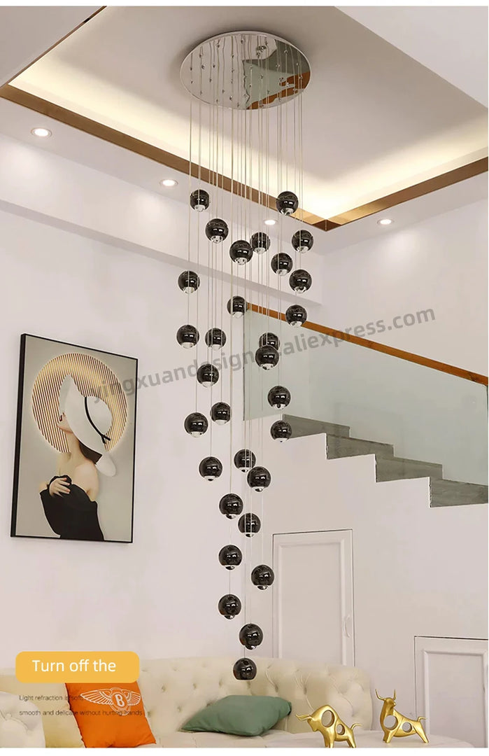 Nordic Minimalist Staircase Lighting Chandelier Living Room Suspended Ceiling Lamp Loft Lighting Circular Staircase Chandelier