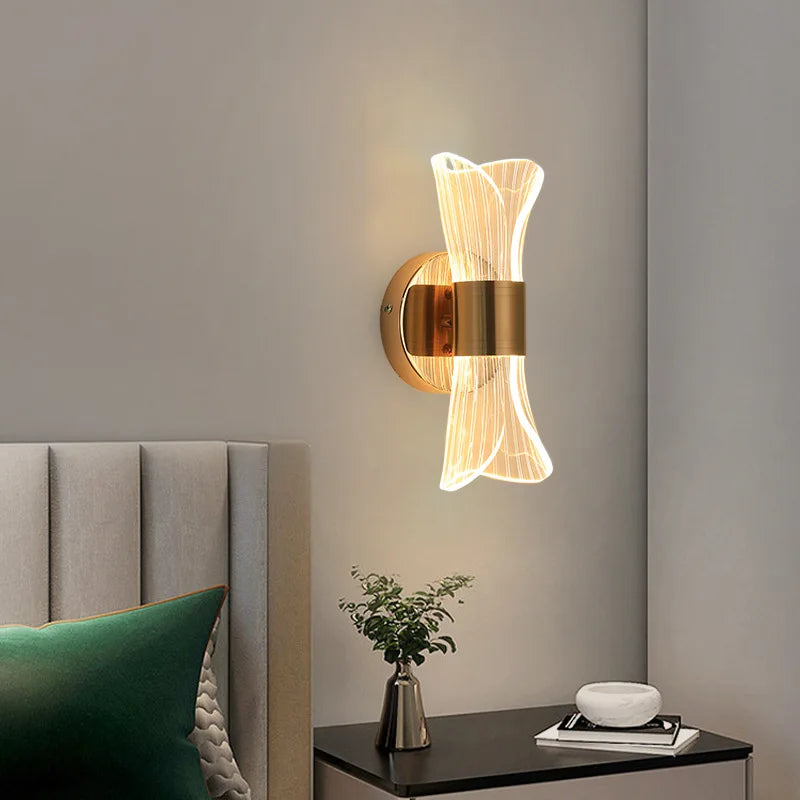 Modern Luxury Wall Lamp Bedroom Bedside Lamp Online Celebrity Hotel Living Room LED Acrylic Background Wall Creative Light